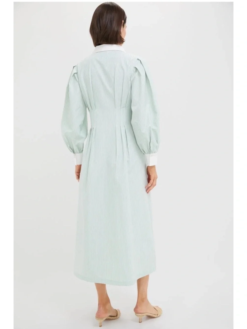 New with Tags Tuckernuck Green and White Striped Embellished Corinne Dress Sz S - Picture 2 of 15
